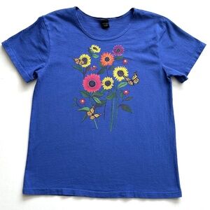 Sabaku Women’s Artwear Short SleeveTee Flowers & Butterflies Blue Size XS